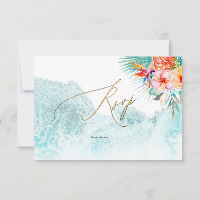 Invitación Paraíso tropical PixDezines Boda RSVP (Anverso)
