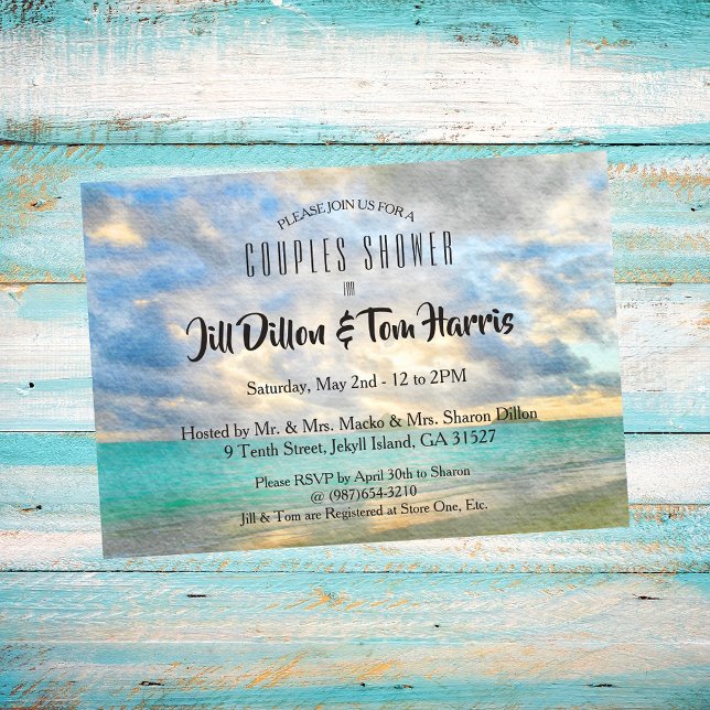 Invitación Paraíso Turquesa Tropical Ducha Parejas (Subido por el creador)