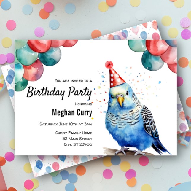 Invitación Parakeet Budgie Mascota Bird Budgerigar Birthday P (Subido por el creador)