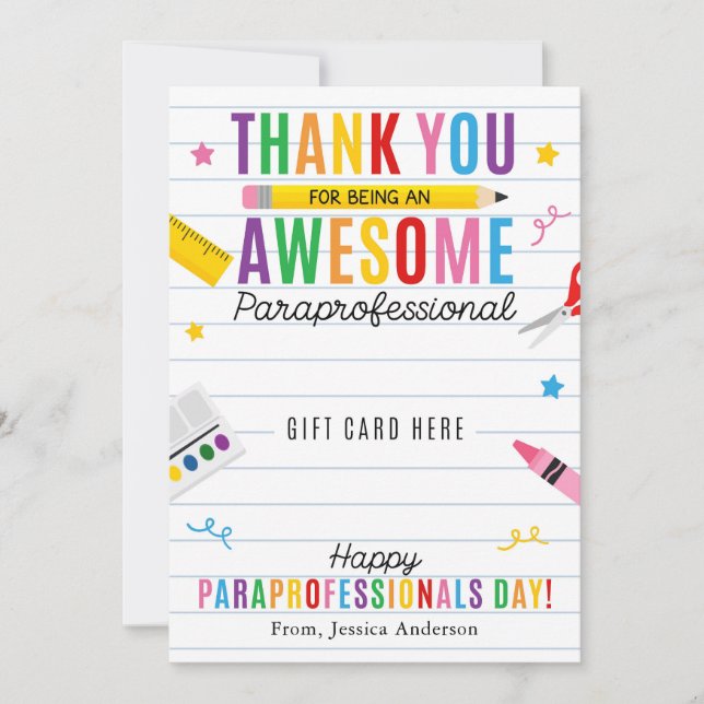 Invitación Paraprofessional Appreciation Day Gift Card Holder (Anverso)