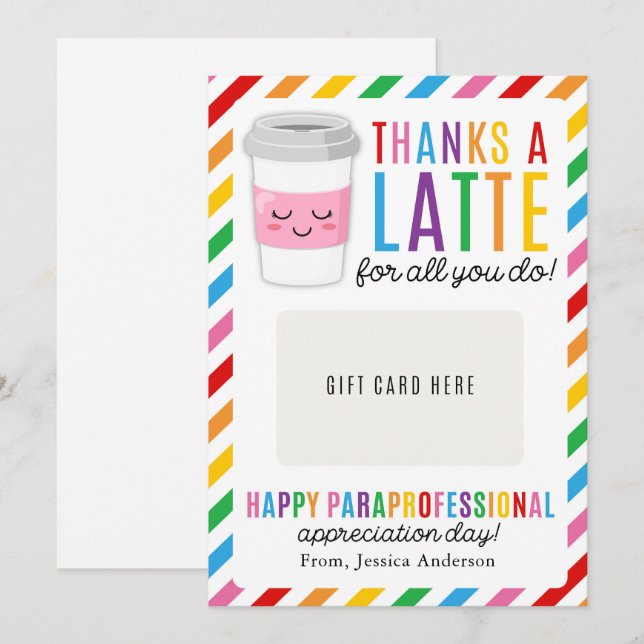 Invitación Paraprofessional Appreciation Day Gift Card Holder (Anverso / Reverso)