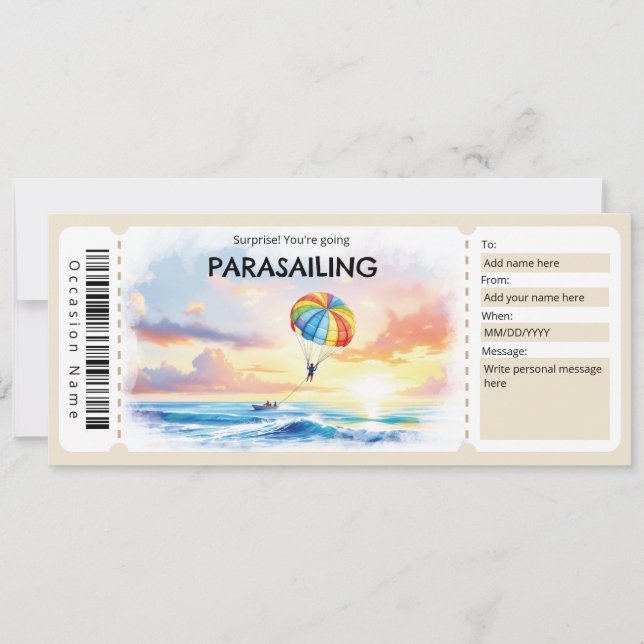 Invitación Parasailing Ticket Gift Certificate (Anverso)