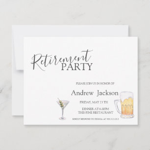 Invitación Paratía de Jubilación de Cerveza y Martini