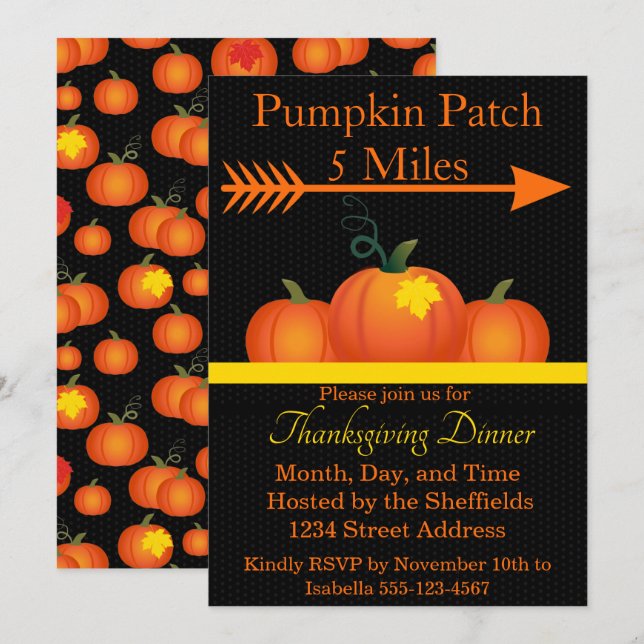 Invitación Parche de calabaza (Anverso / Reverso)
