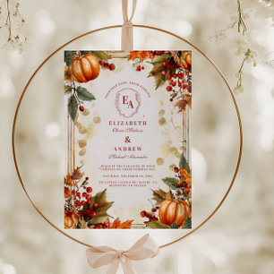 Invitación Parche de calabaza Boda de follaje otoñal