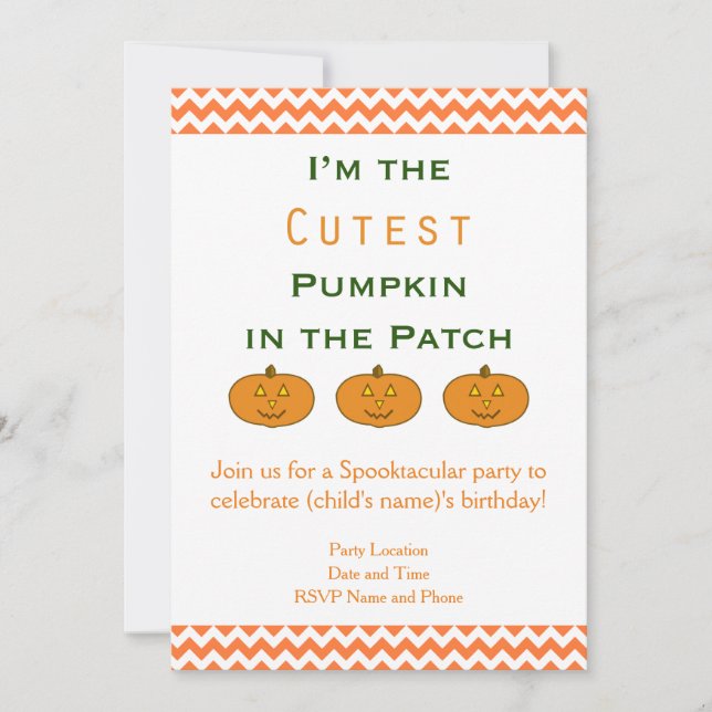 Invitación Parche de calabaza Cutest Pumpkins Octubre Cumplea (Anverso)