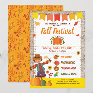 Invitación Parche de calabaza de burlap del festival de la co