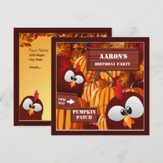 Invitación Parche de calabaza de cumpleaños de Halloween