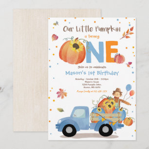 Invitación Parche de calabaza de cumpleaños de la calabaza de
