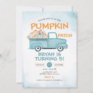 Invitación Parche de calabaza de otoño Camión de cumpleaños F