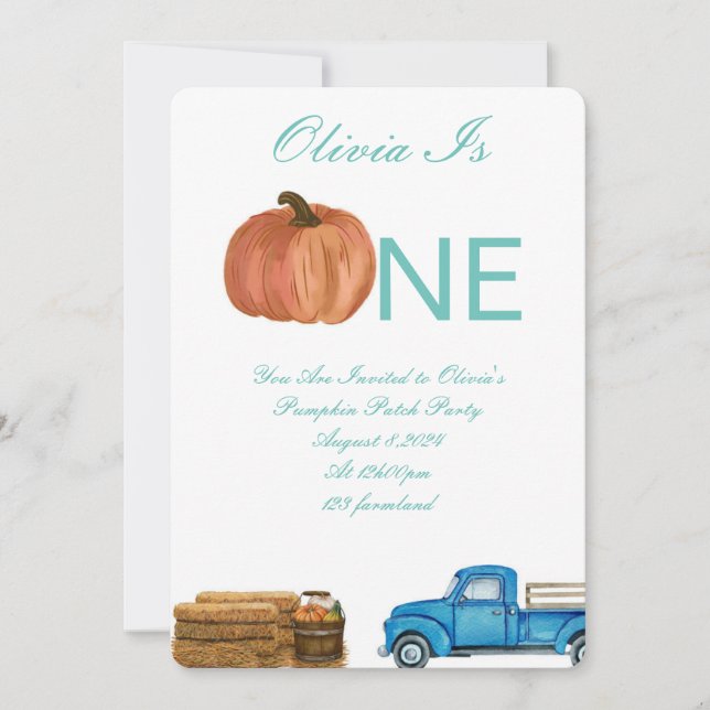 Invitación Parche de calabaza de otoño fiesta de primer cumpl (Anverso)
