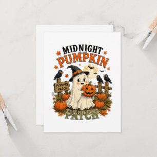 Invitación Parche de Calabaza Fantasma Halloween Medianoche