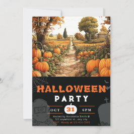 Invitación Parche de calabaza Hermoso Halloween Negro de otoñ