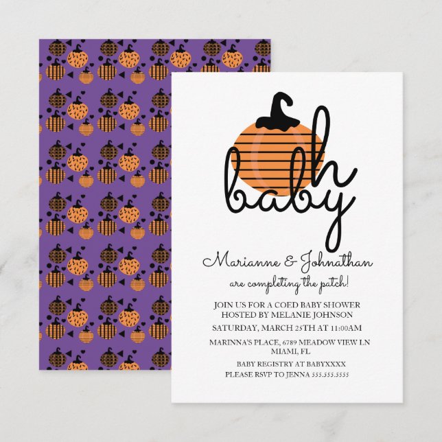 Invitación Parche de calabaza Oh Pumpkins Baby Baby Shower (Anverso / Reverso)