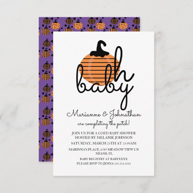 Invitación Parche de calabaza Oh Pumpkins Baby Baby Shower (Anverso / Reverso)