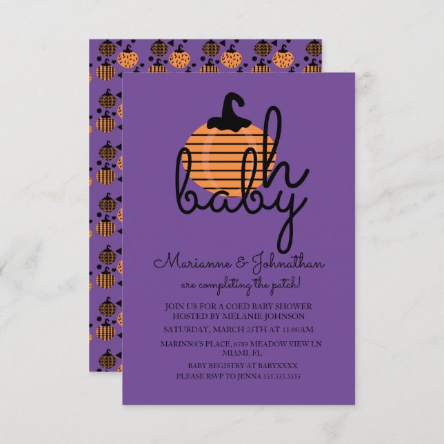Invitación Parche de calabaza Oh Pumpkins Baby Baby Shower (Anverso / Reverso)