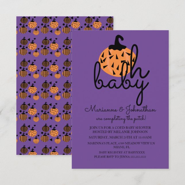 Invitación Parche de calabaza Oh Pumpkins Baby Baby Shower (Anverso / Reverso)