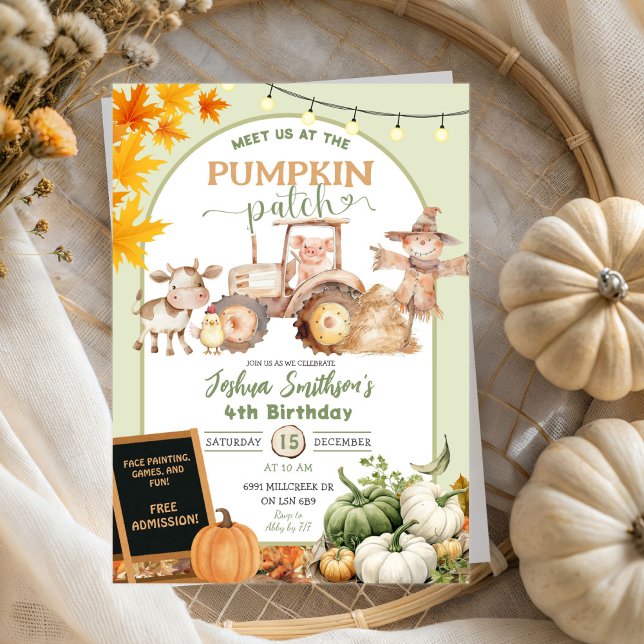 Invitación Parche de calabaza para animales de la granja verd (Subido por el creador)