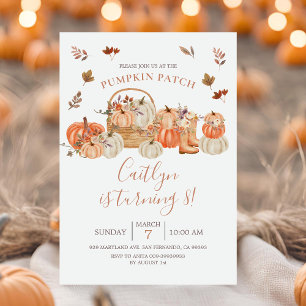 Invitación Parche de calabaza Rustica Caída Octavo Cumpleaños