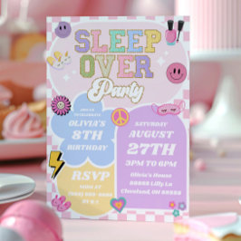 Invitación Parche de cumpleaños de Sleepover Preppy Varsity