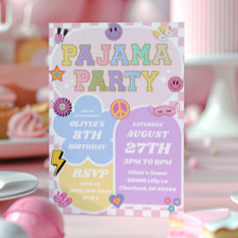 Invitación Parche de cumpleaños del Fiesta Pajama Preppy Vars