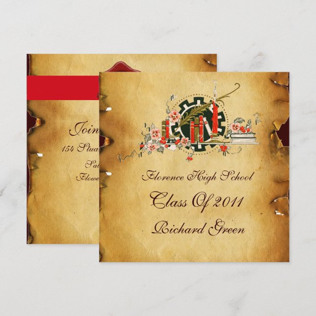 INVITACIÓN PARCHE DE GRADUACIÓN MONOGRAMA DE SELLO DE CERRAMI (Anverso / Reverso)