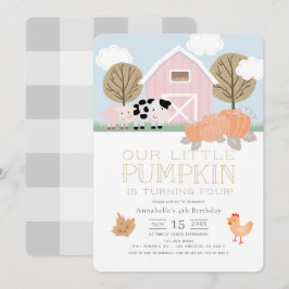 Invitación Parche de la Calabaza de Barnyard Animals Birthday