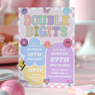 Invitación Parche de perrito de doble dígito 10 cumpleaños