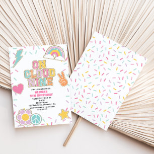 Invitación Parche Elegante En La Séptima Nube Cumpleaños 9