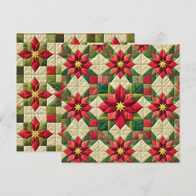 Invitación Parche Impreso Poinsettia Star Scrapbooking (Anverso / Reverso)