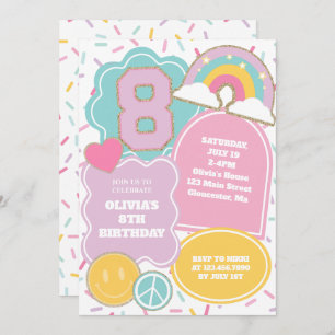Invitación Parche Preppy 8 Cumpleaños