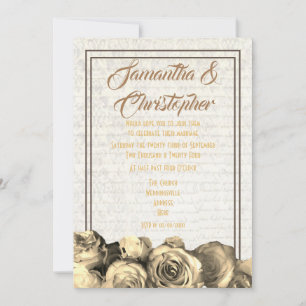 Invitación Parche Sepia boda floral tradicional