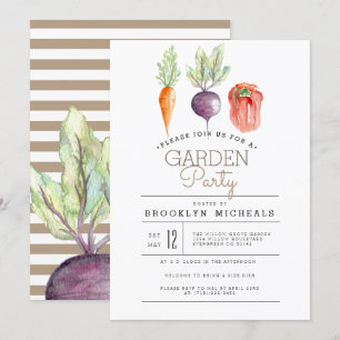 Invitación Parche Veggie   Fiesta Watercolor Garden