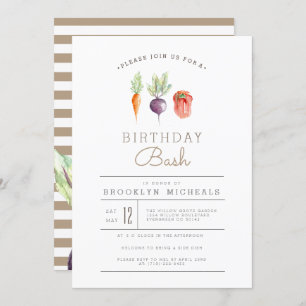 Invitación Parche Veggie   Watercolor Birday Bash
