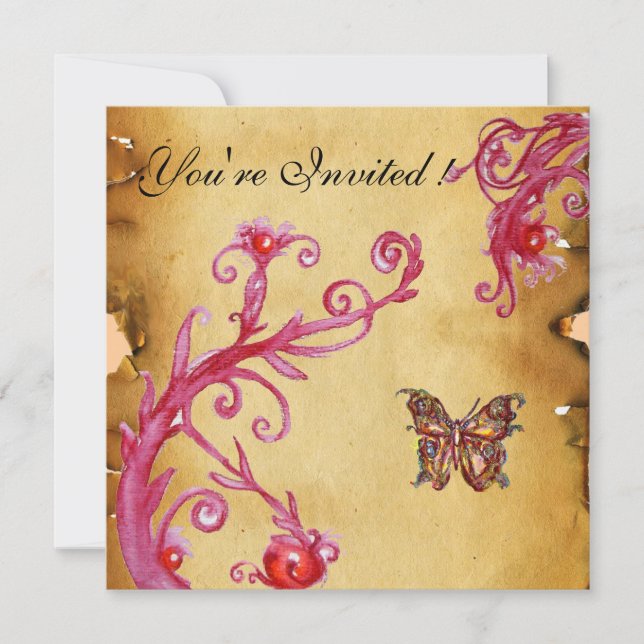 Invitación PARCHMENT BUTTERFLY Elegant Wedding Fiesta Gold (Anverso)