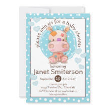 Parchwork Hippo Baby Shower, azul
