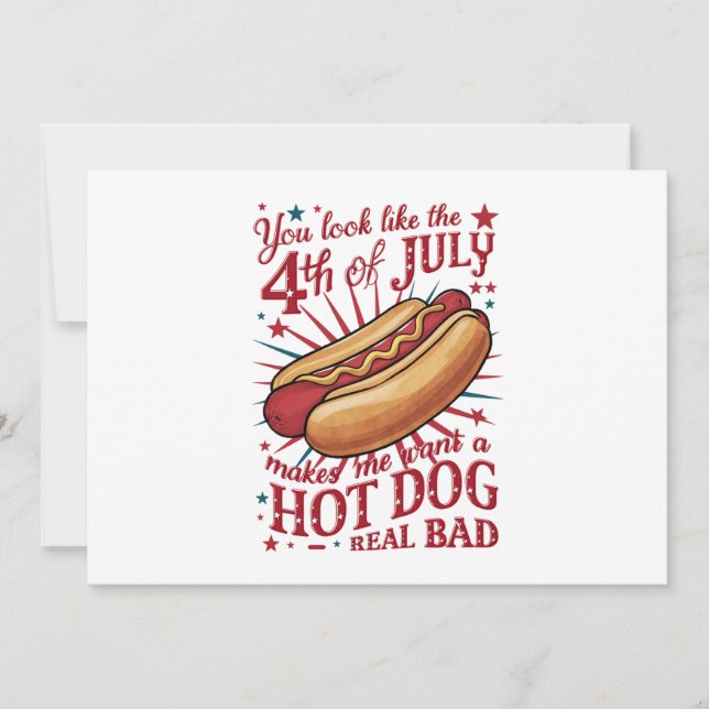Invitación Pareces que el 4 de julio me hace querer un hot do (Anverso)