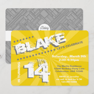 Invitación Pared de grafitis para cumpleaños de adolescente/c