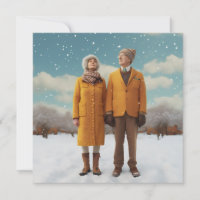 Pareja anciana en la nieve