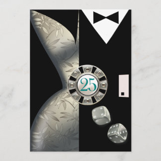Invitación Pareja Art Deco 25 Aniversario | plata