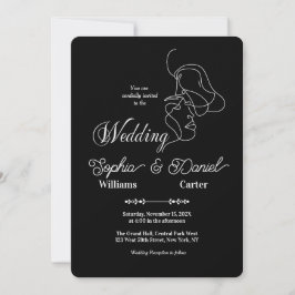 Invitación Pareja artística de Moda de Boda blanco y negro de