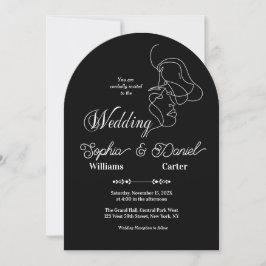 Invitación Pareja artística de Moda de Boda blanco y negro de