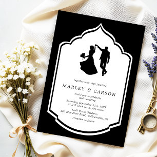 Invitación Pareja bailarina Ilustracion Boda blanco negro