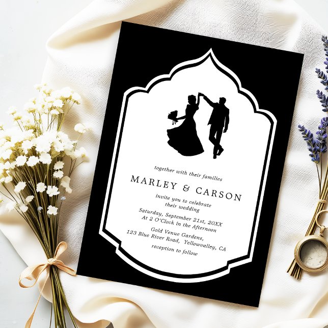 Invitación Pareja bailarina Ilustracion Boda blanco negro (Subido por el creador)