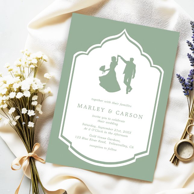Invitación Pareja bailarina Ilustracion Sage Green Boda (Subido por el creador)