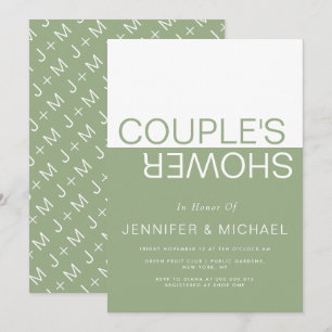 Invitación Pareja blanca y verde de color negro para la boda