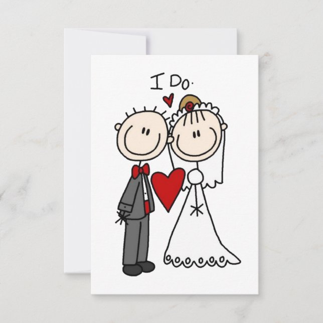 Invitación Pareja Boda de Figura de Palo Añadir su propio sal (Anverso)