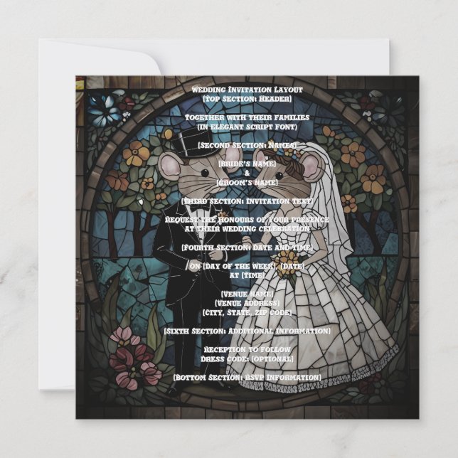 Invitación Pareja Boda de ratón suave (Anverso)