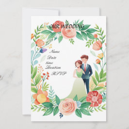 Invitación Pareja Boda floral acuarela - Jardín romántico