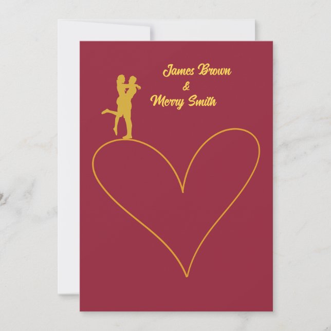 Invitación Pareja cardíaca con amor Glamoroso Boda dorado (Anverso)